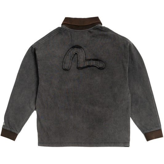 T-shirt Uomo Evisu - Heavy Washed Long Sleeves Seagull Tee - Marrone