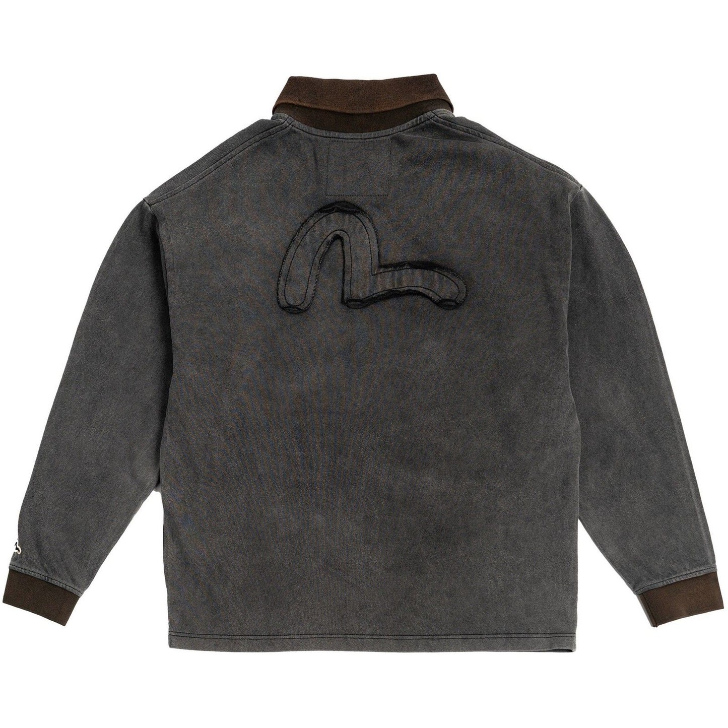 Evisu Men's T-shirt - Heavy Washed Long Sleeves Seagull Tee - Brown