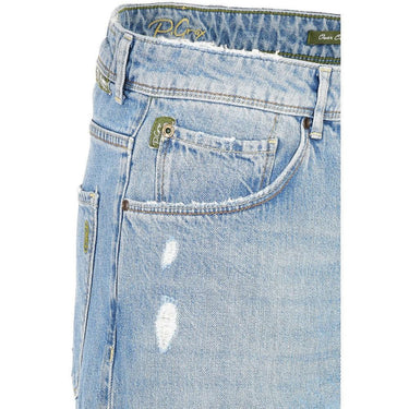 Damskie jeansy P. Grax Denim – Welder Over Cropped – Niebieskie