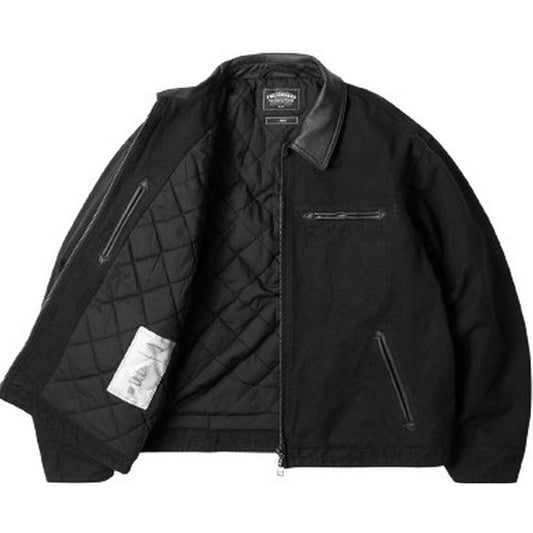 Frizmworks Vestes pour hommes - Veste de travail détruite en toile épaisse - Noir