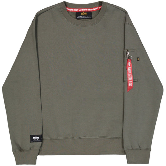 Alpha Industries Chemises à manches longues pour hommes - Label Sweater Bp - Vert