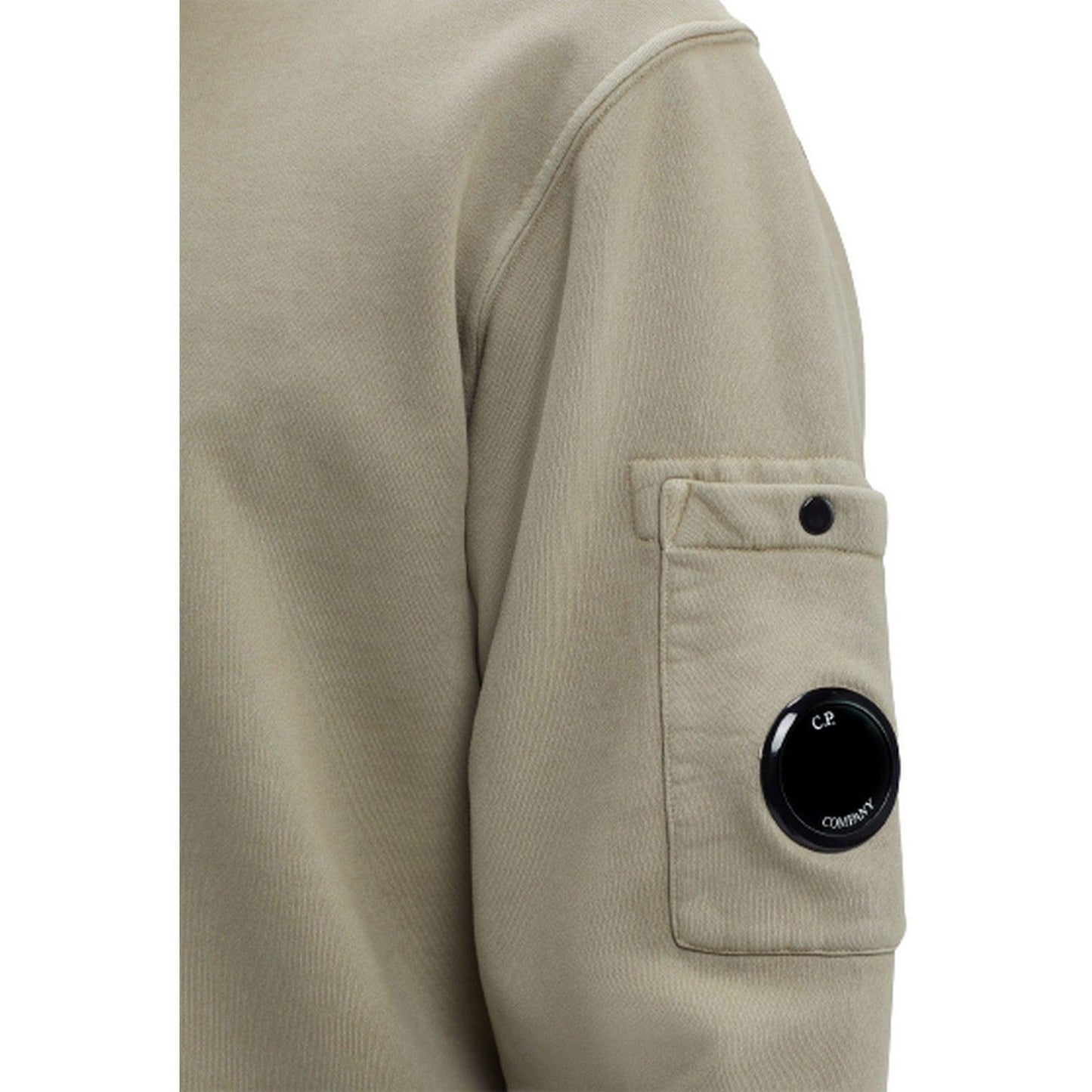 Felpe senza cappuccio Uomo C.P. Company - Brushed & Emerized Diagonal Fleece Lens Sweatshirt - Beige