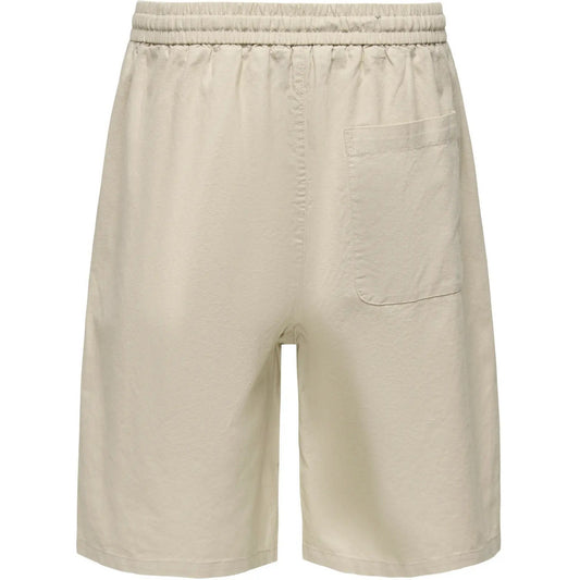 Pantaloncini Uomo Only & Sons - Onsdaves Wide Cot Lin 0007 Shorts - Bianco
