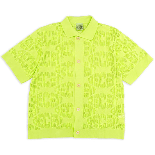 Deceit Freizeithemden für Herren – Stuck In A Loop Makramee-Hemd – Gelb