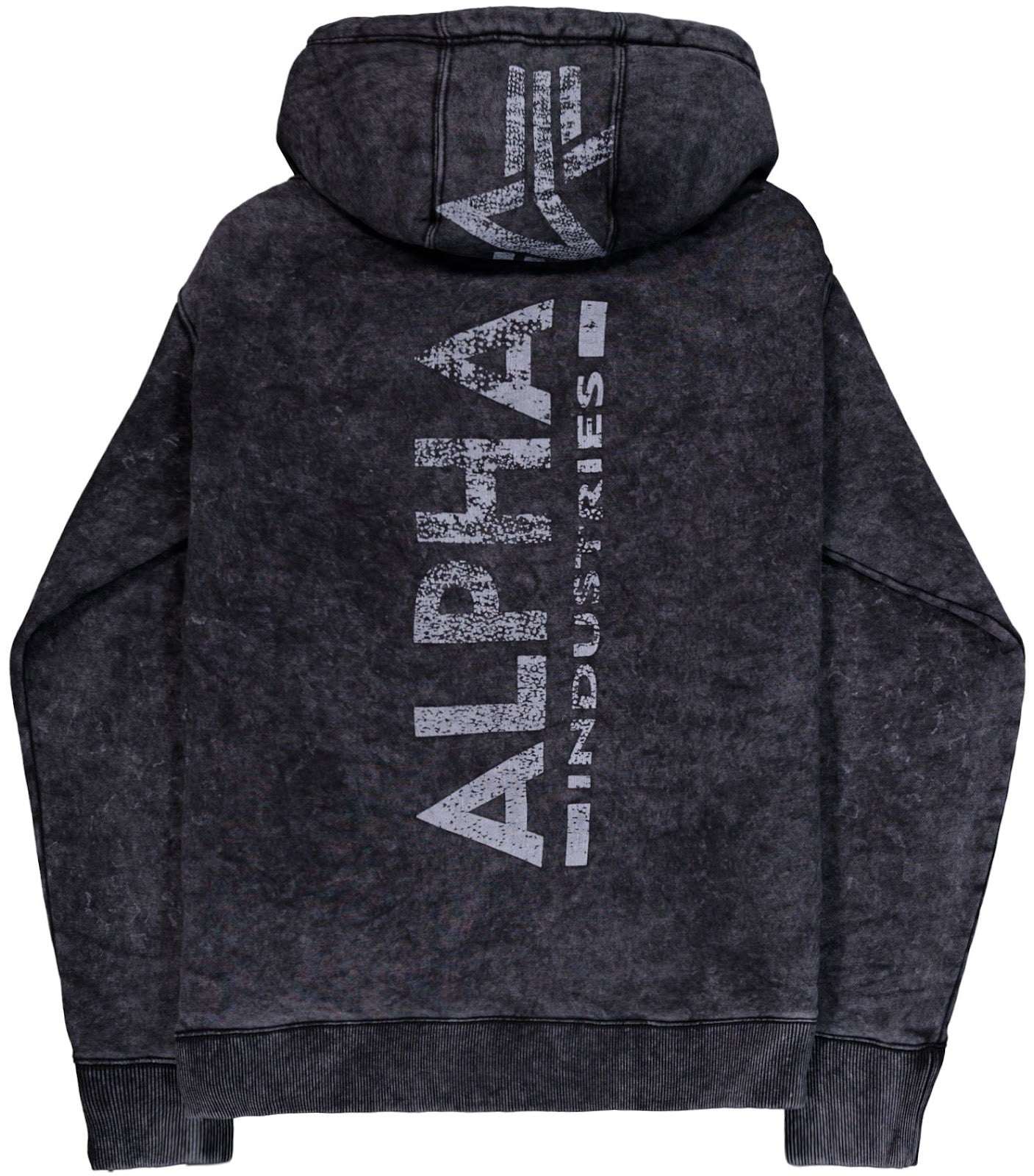 Męskie bluzy z kapturem Alpha Industries – Bluza z kapturem z nadrukiem na plecach Vintage – Czarna