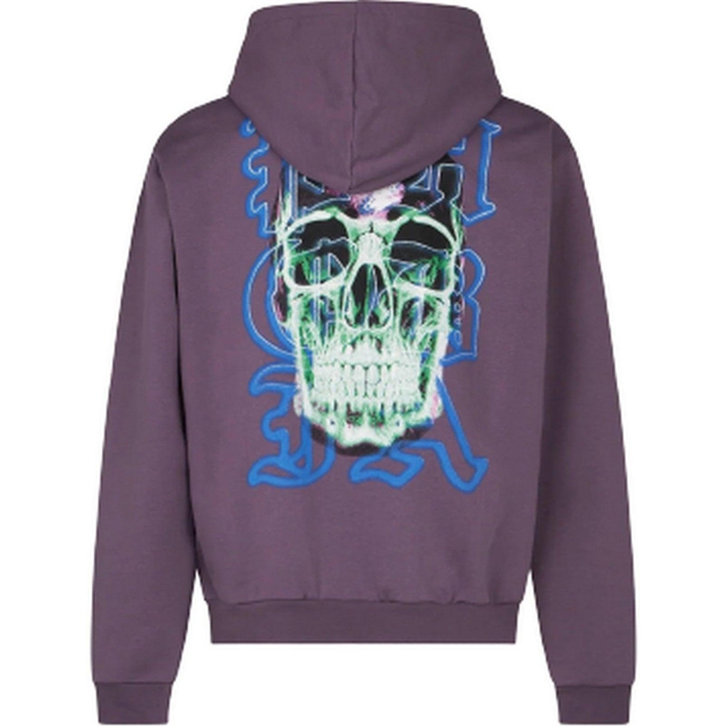 Bluzy męskie Phobia – niebieska bluza z kapturem z nadrukiem czaszki – fioletowa