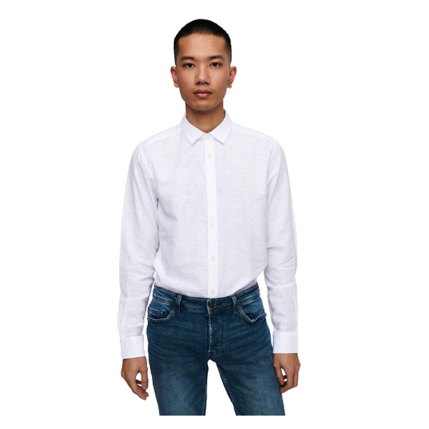 Camicie casual Uomo Only & Sons - Onscaiden Life Ls Solid Linen Shirt Noos - Bianco