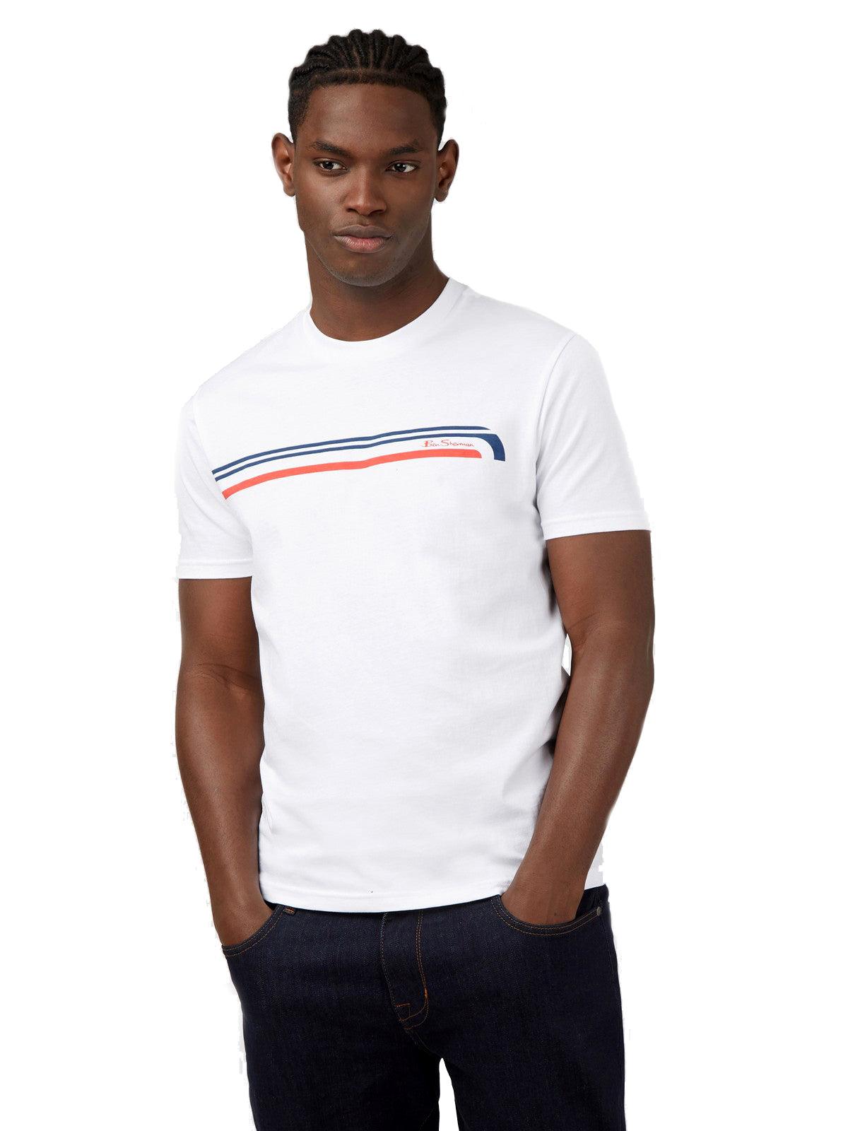 T-shirt Uomo Ben Sherman - Printed Chest Stripe Tee - Bianco
