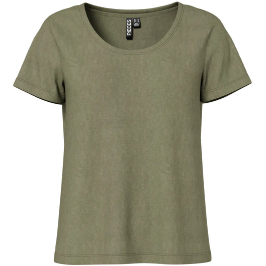 T-shirt Donna Pieces - Pcsophie Ss U-Neck Tee Jrs Noos Bc - Verde