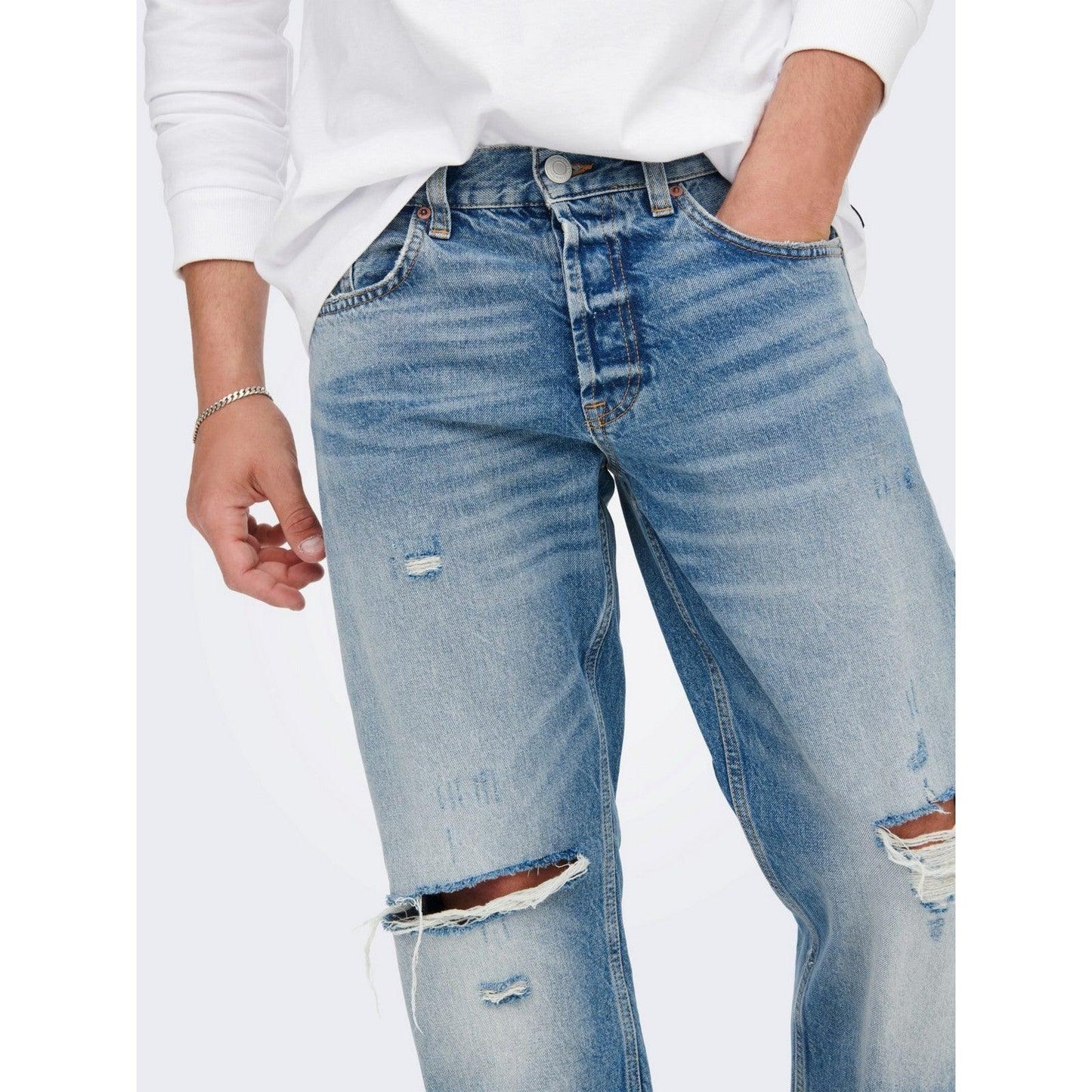 Jeans Uomo Only & Sons - Onsedge Loose Light Blue 4067 Jeans Noos - Blu