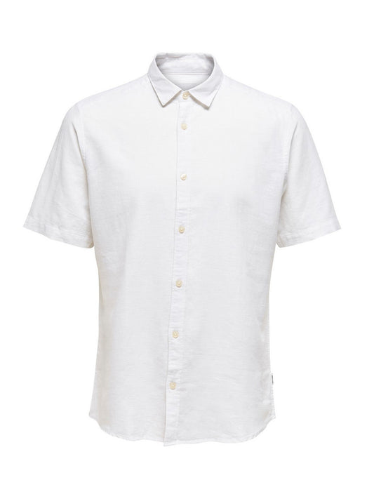 Camicie casual Uomo Only & Sons - Onscaiden Ss Linen Shirt - Bianco
