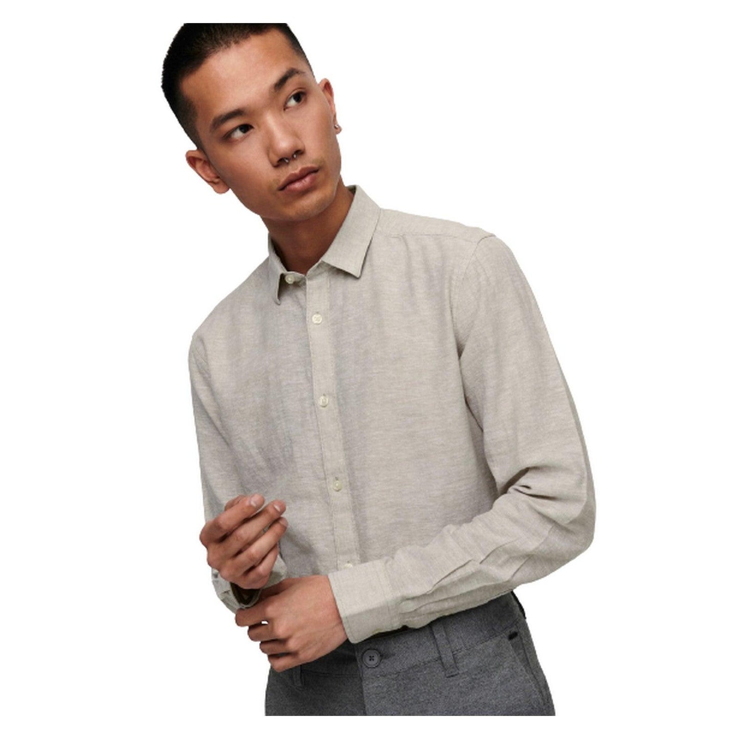 Camicie casual Uomo Only & Sons - Onscaiden Life Ls Solid Linen Shirt Noos - Beige
