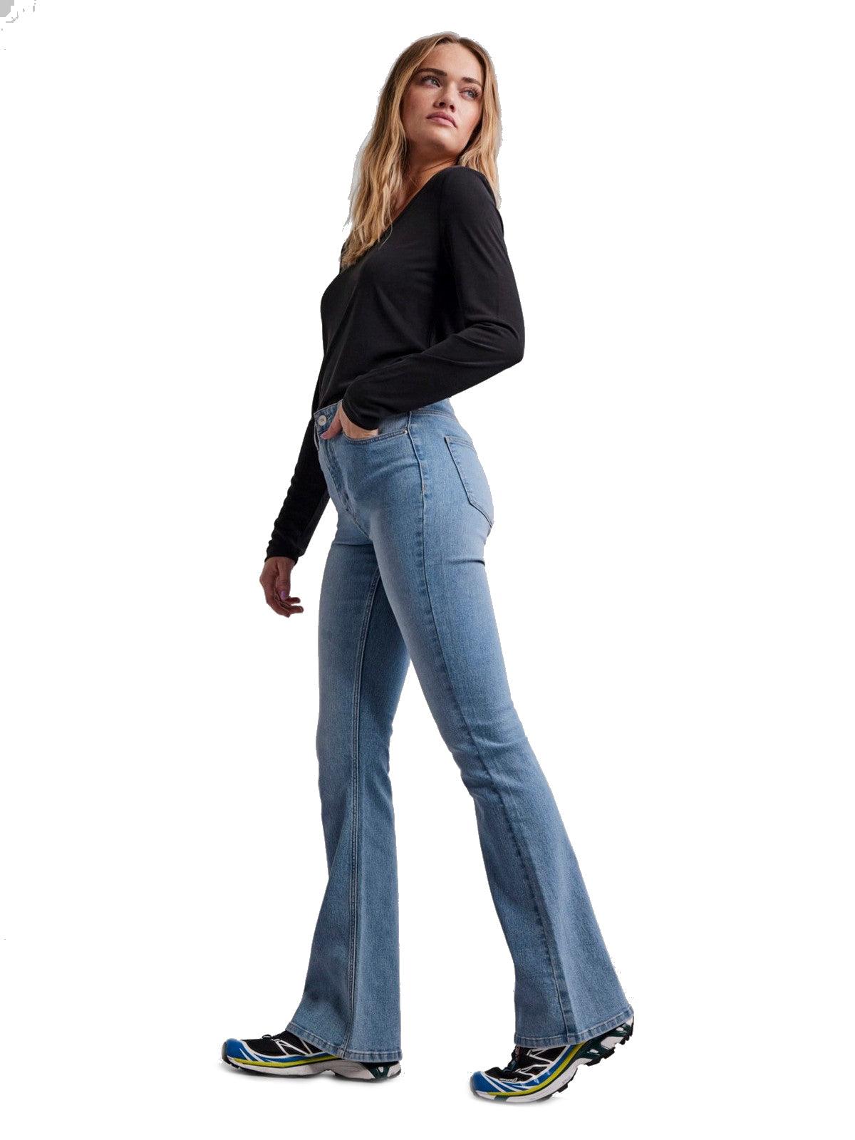 Jeans Donna Pieces - Pcpeggy Flared Hw Jeans Lb Noos - Celeste