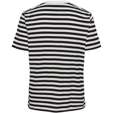 Camiseta mujer Pieces Pcria Ss Tee Stripes Noos Bc - Negro
