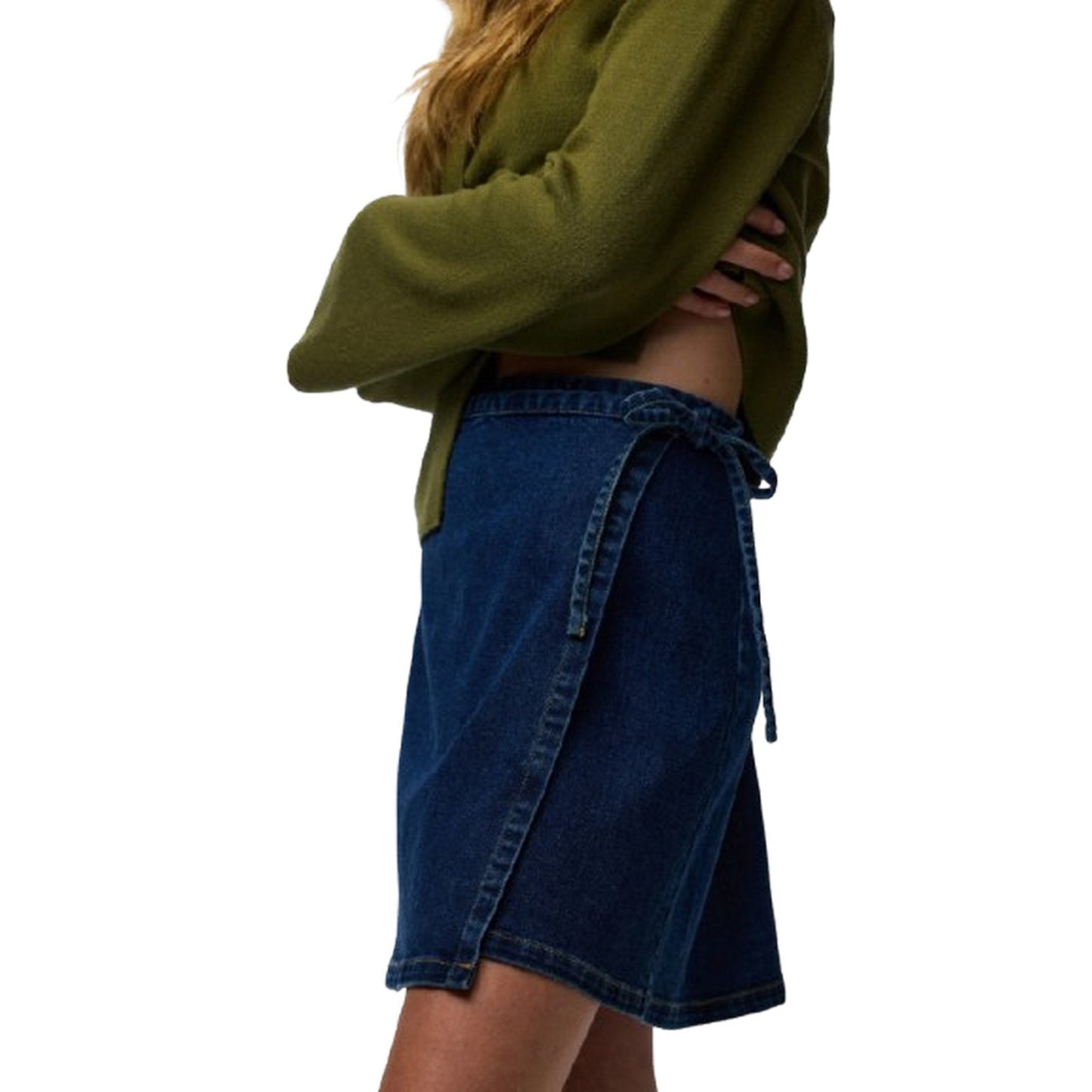 Gonne casual Donna Pieces - Pcflora Mw Wrap Denim Skirt Noos - Blu
