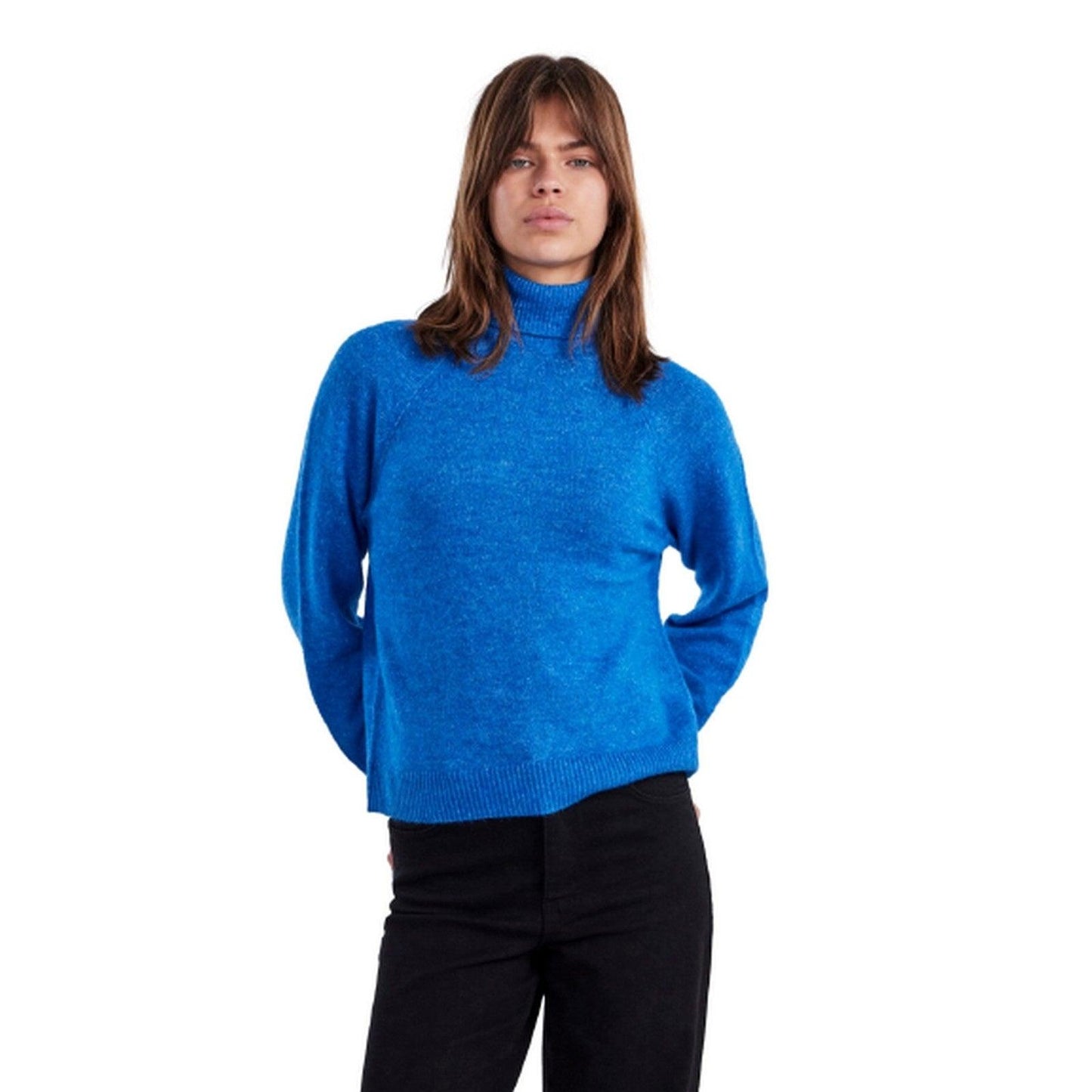 Maglie Donna Pieces - Pcjuliana Ls Rollneck Knit Noos Bc - Blu