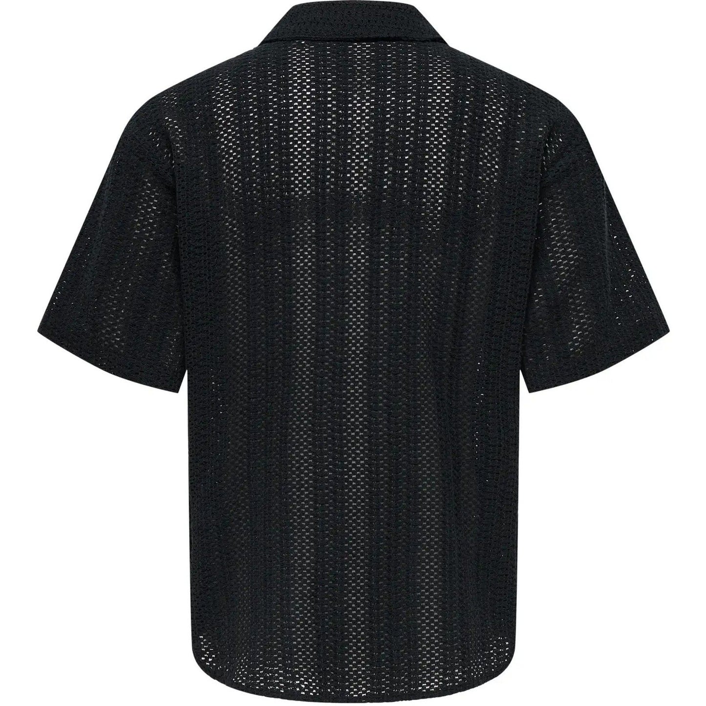 Camicie casual Uomo Only & Sons - Onsdani Crochet Ss Shirt Noos - Nero