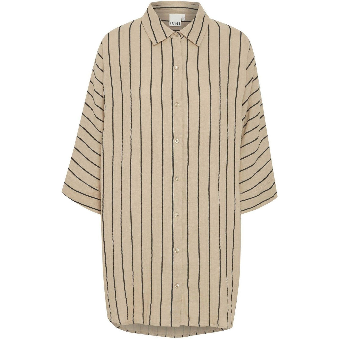 Camicie Donna Ichi - Iafoxa Striped Beach Sh - Beige