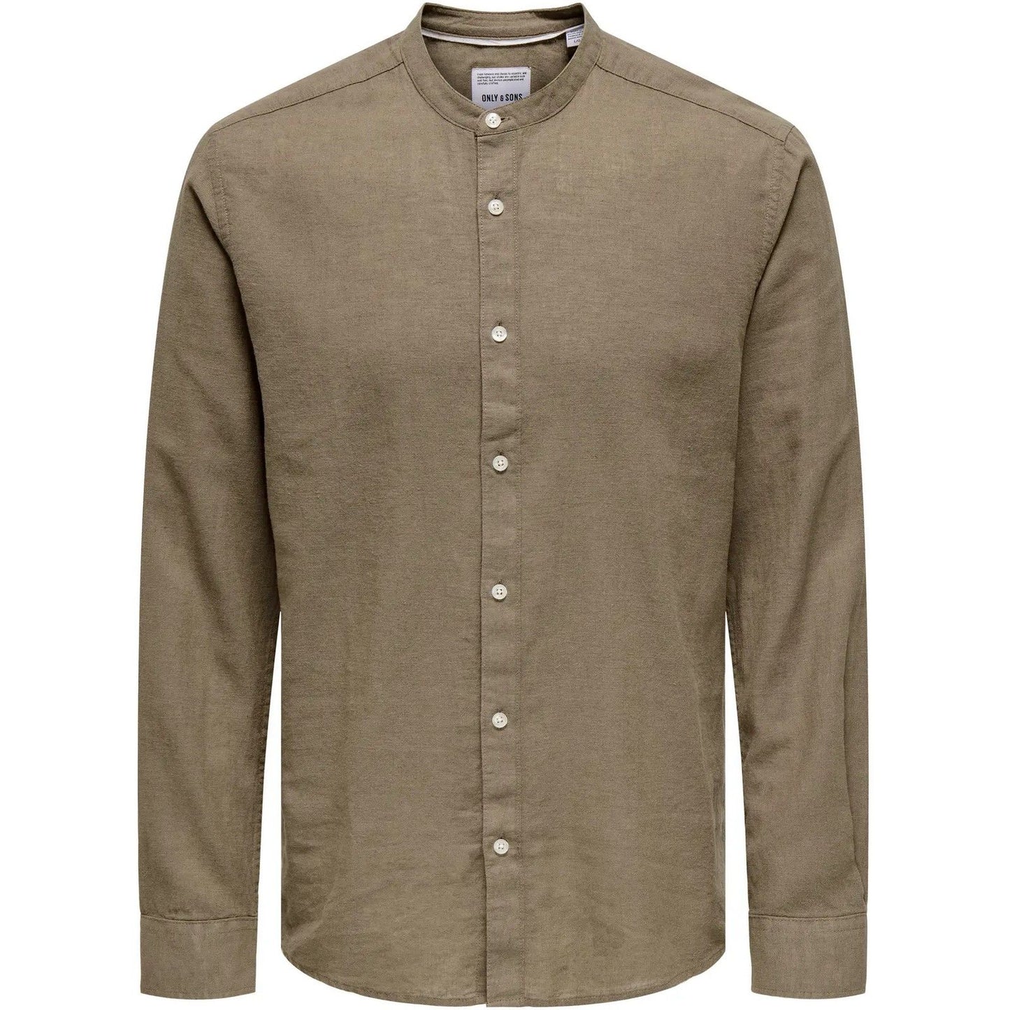 Camicie casual Uomo Only & Sons - Onscaiden Ls Solid Linen Mao Shirt Noos - Marrone