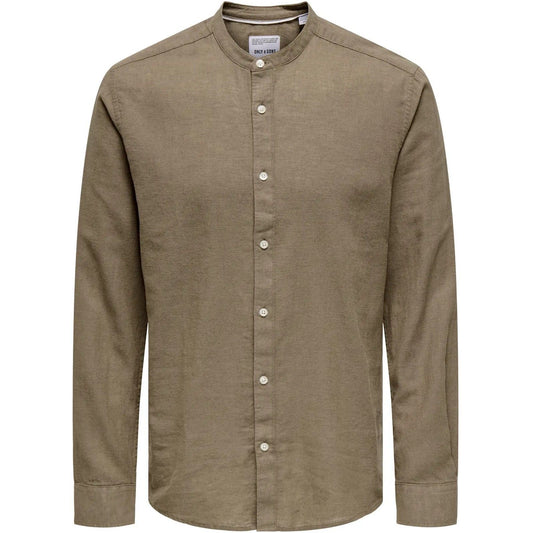 Freizeithemden für Herren Only & Sons - Onscaiden Ls Solid Linen Mao Shirt Noos - Braun