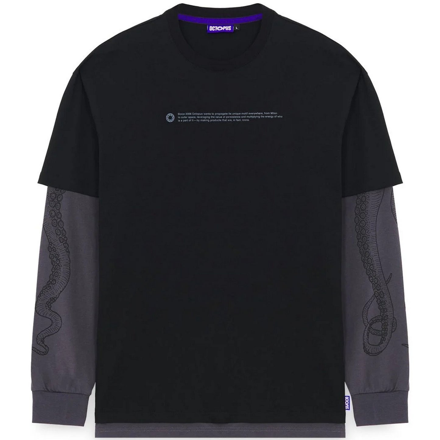 Maglie a manica lunga Uomo Octopus - Logo Double LS Tee - Nero