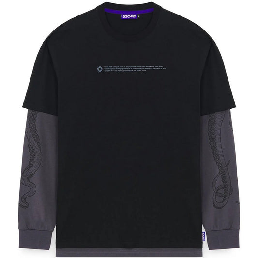 Octopus Herren-Langarmshirts – Logo Double LS Tee – Schwarz