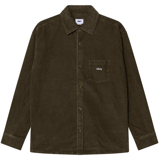 Obey Chemises décontractées pour hommes - Buckley Corduroy Tissé - Vert