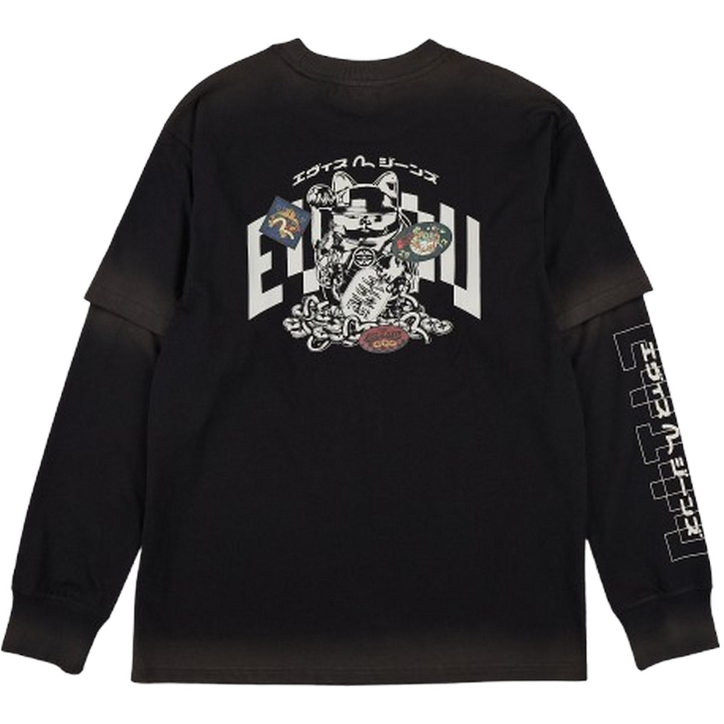 Maglie a manica lunga Uomo Evisu - Ht, Fortune Cat Ptinted Ls Tee - Nero