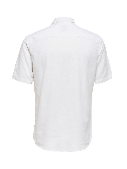 Camicie casual Uomo Only & Sons - Onscaiden Ss Linen Shirt - Bianco