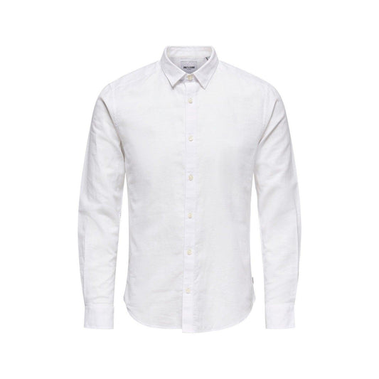 Only & Sons Freizeithemden für Herren – Onscaiden Life Ls Solid Linen Shirt Noos – Weiß