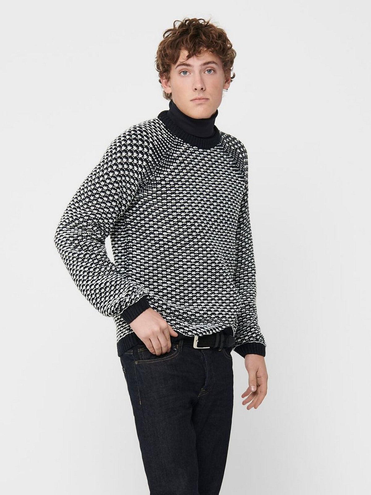 Only & Sons Herrenpullover – Dock 3 Struc Crew Neck Knit – Weiß