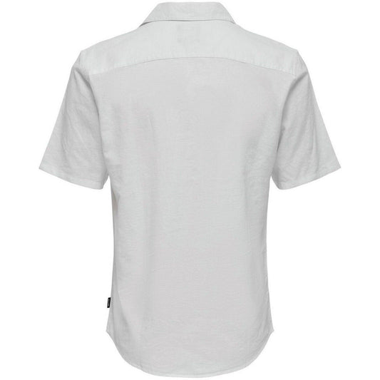 Only & Sons Freizeithemden für Herren – Onscaiden Ss Solid Resort Linen Noos – Weiß