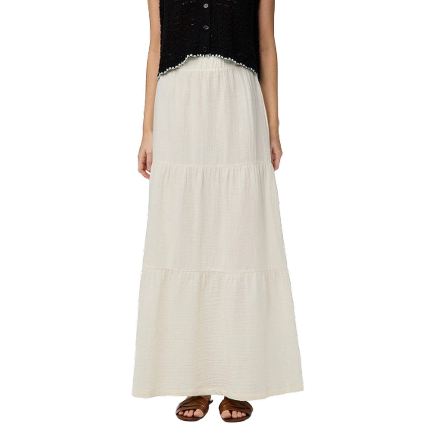 Gonne casual Donna Pieces - Pcsikka Hw Maxi Skirt Wvn Noos Bc - Bianco