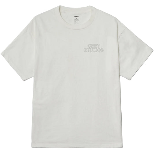 T-shirt Uomo Obey - Obey Studios Outline Tee - Bianco