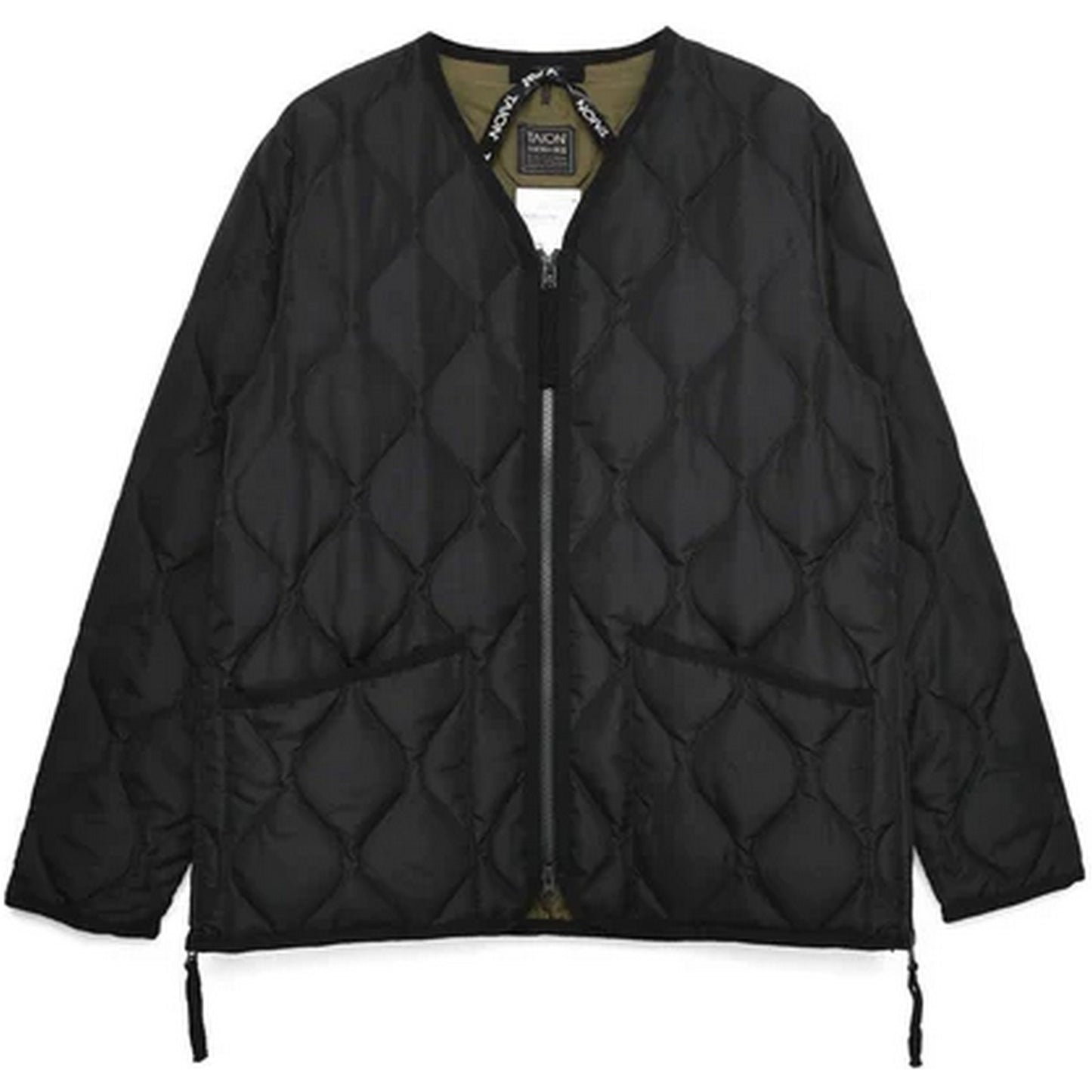 Taion Men's Jackets - Military Zip V-Neck Jacket - Black