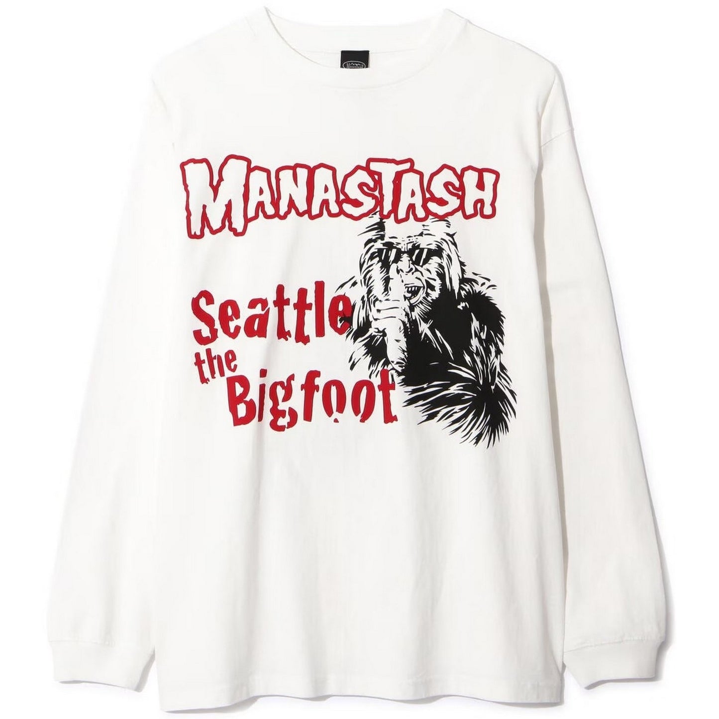 Męskie koszule z długim rękawem Manastash – Pumice L/S Tee Big Foot – Białe