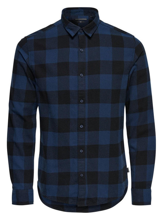 Only & Sons Freizeithemden für Herren – Gudmund Life Ls Checked Shirt Noos – Blau