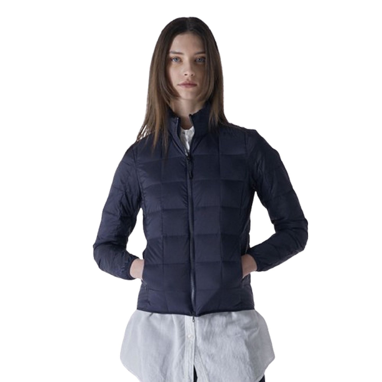 Taion Unisex Down Jackets - Hi Neck W-Zip Down Jkt - Blue