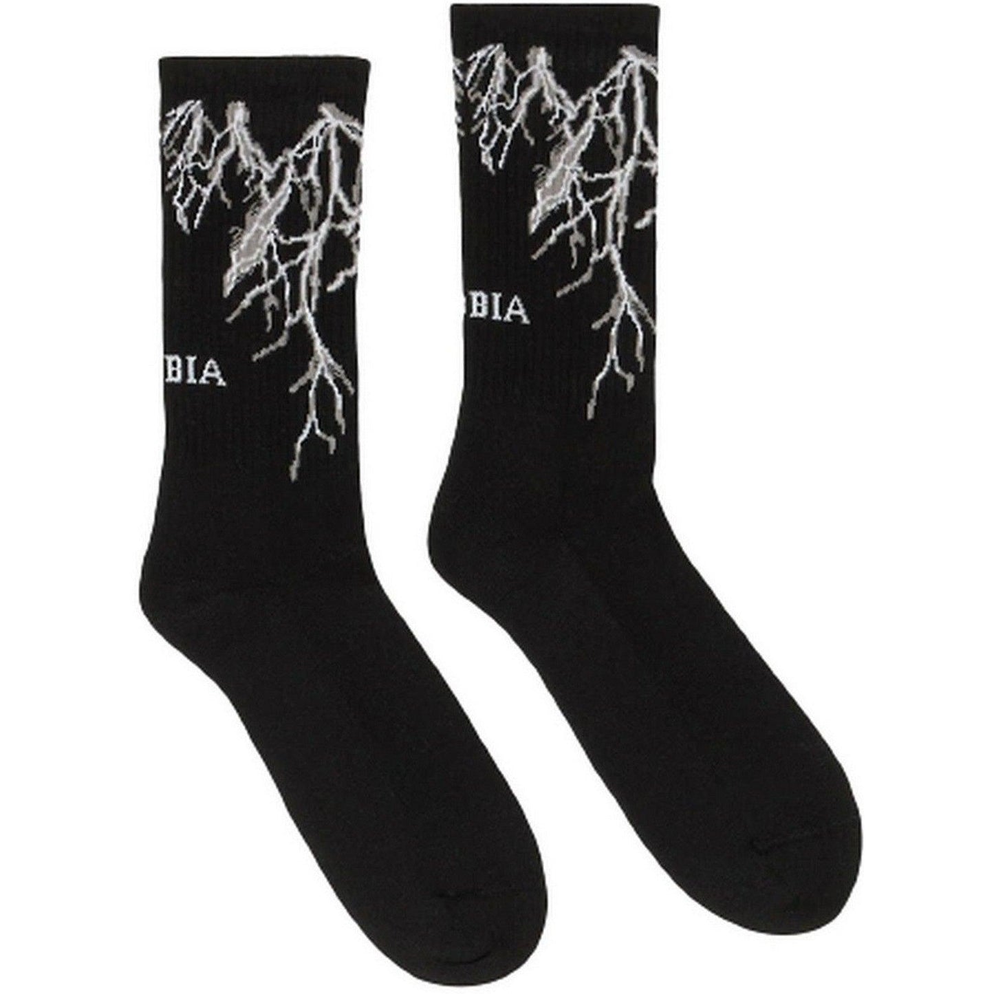 Calze Uomo Phobia - Black Socks With Grey Lightning - Nero