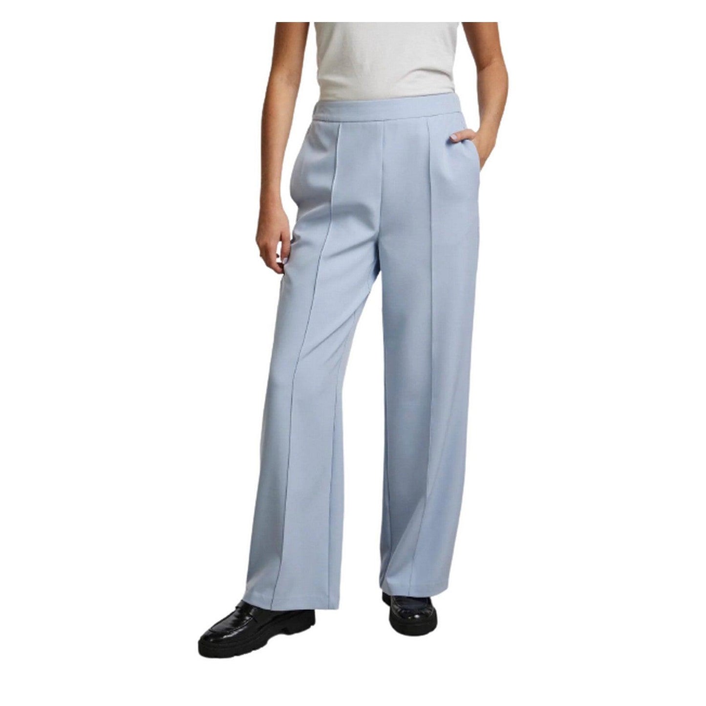 Pieces Pantalon pour Femme - Pcbossy Hw Wide Pants Noos - Bleu