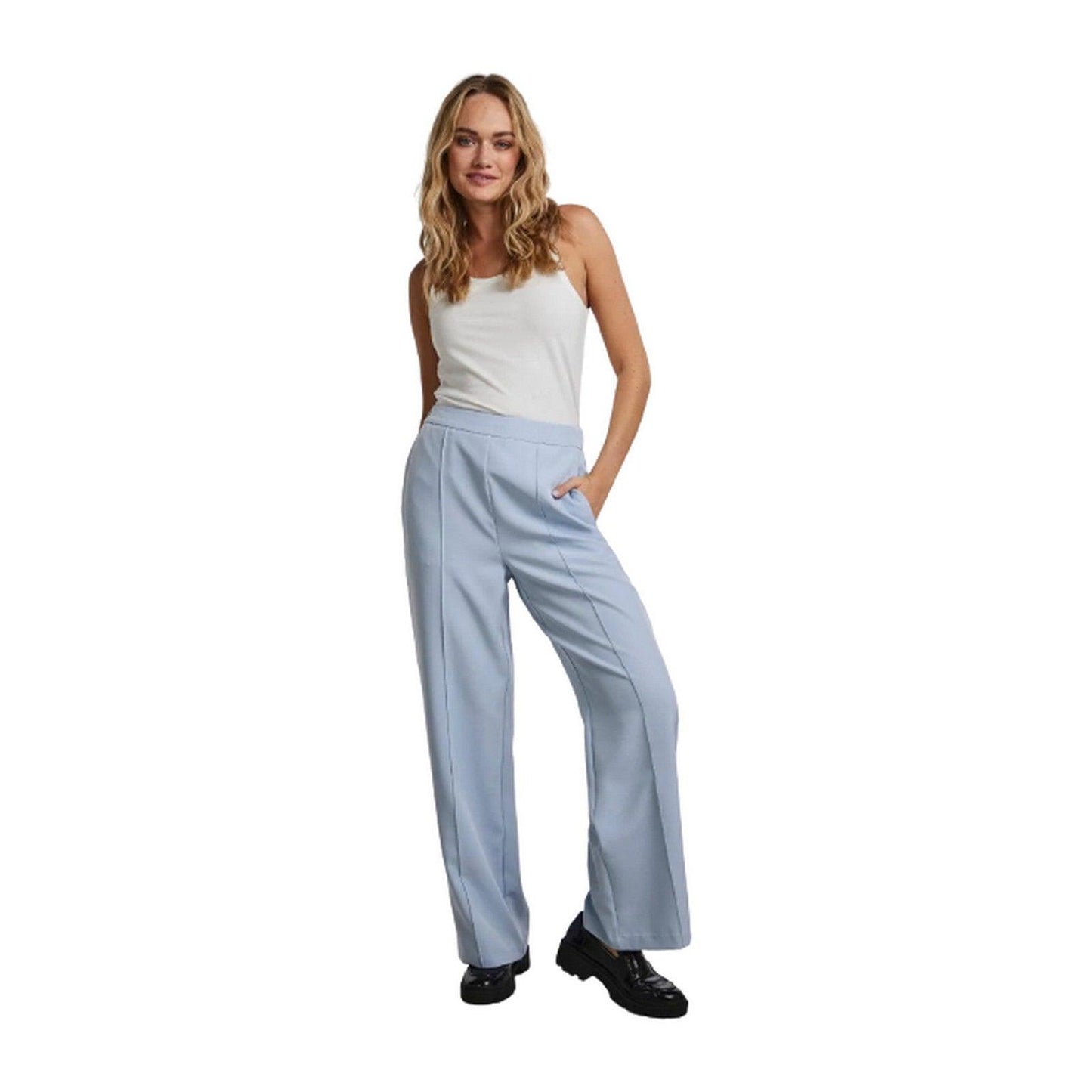 Pieces Pantalon pour Femme - Pcbossy Hw Wide Pants Noos - Bleu