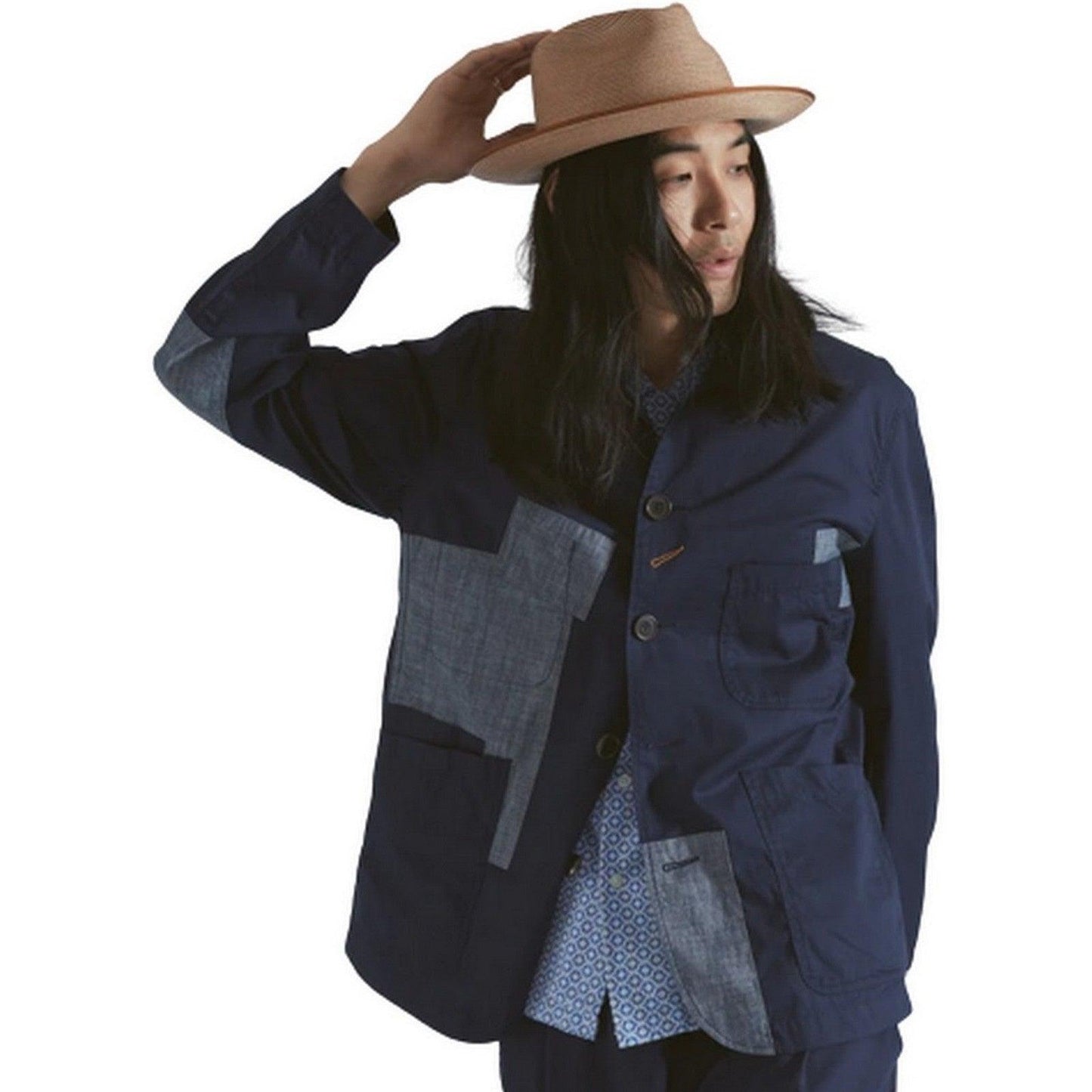 Kurtki męskie Universal Works – Naszywana kurtka Bakers – Niebieski