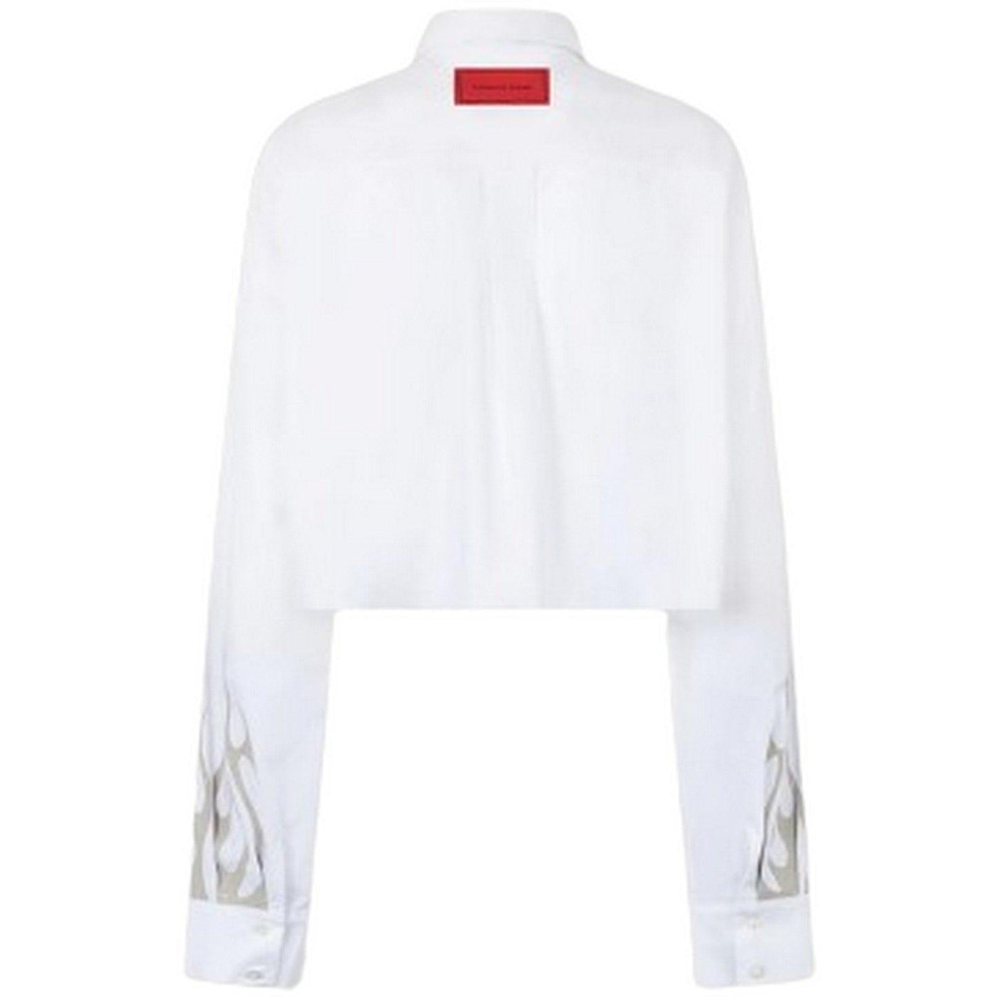 Camicie Donna Vision of Super - White Crop Shirt With Printed Tribal Flames, Gotic - Bianco