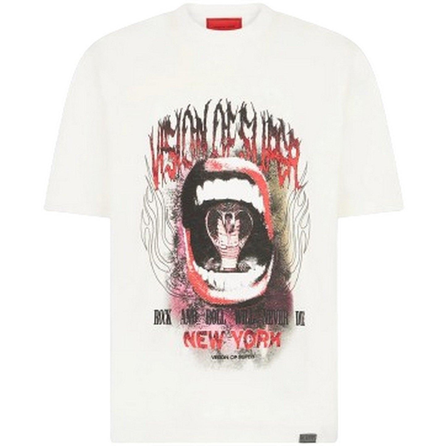 T-shirt Uomo Vision of Super - White T-Shirt With "Cobra Mouth" Print - Bianco