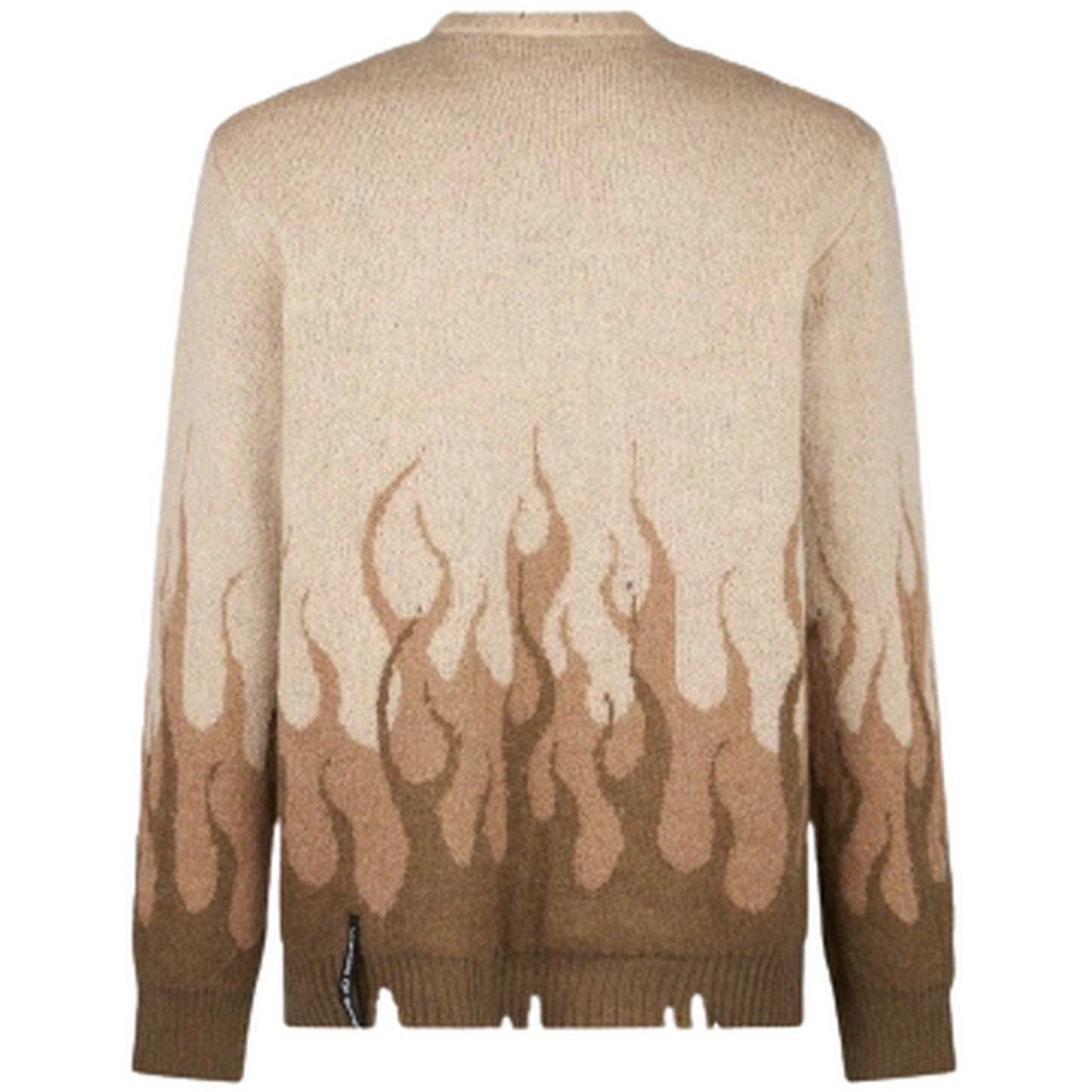 Maglioni Uomo Vision of Super - Beige Jumper With Jacquard Flames - Beige