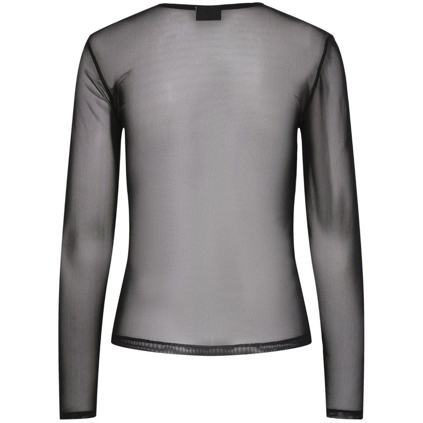 Camisetas Mujer Pieces - Pcninni Ls Mesh Top Noos Bc - Negro