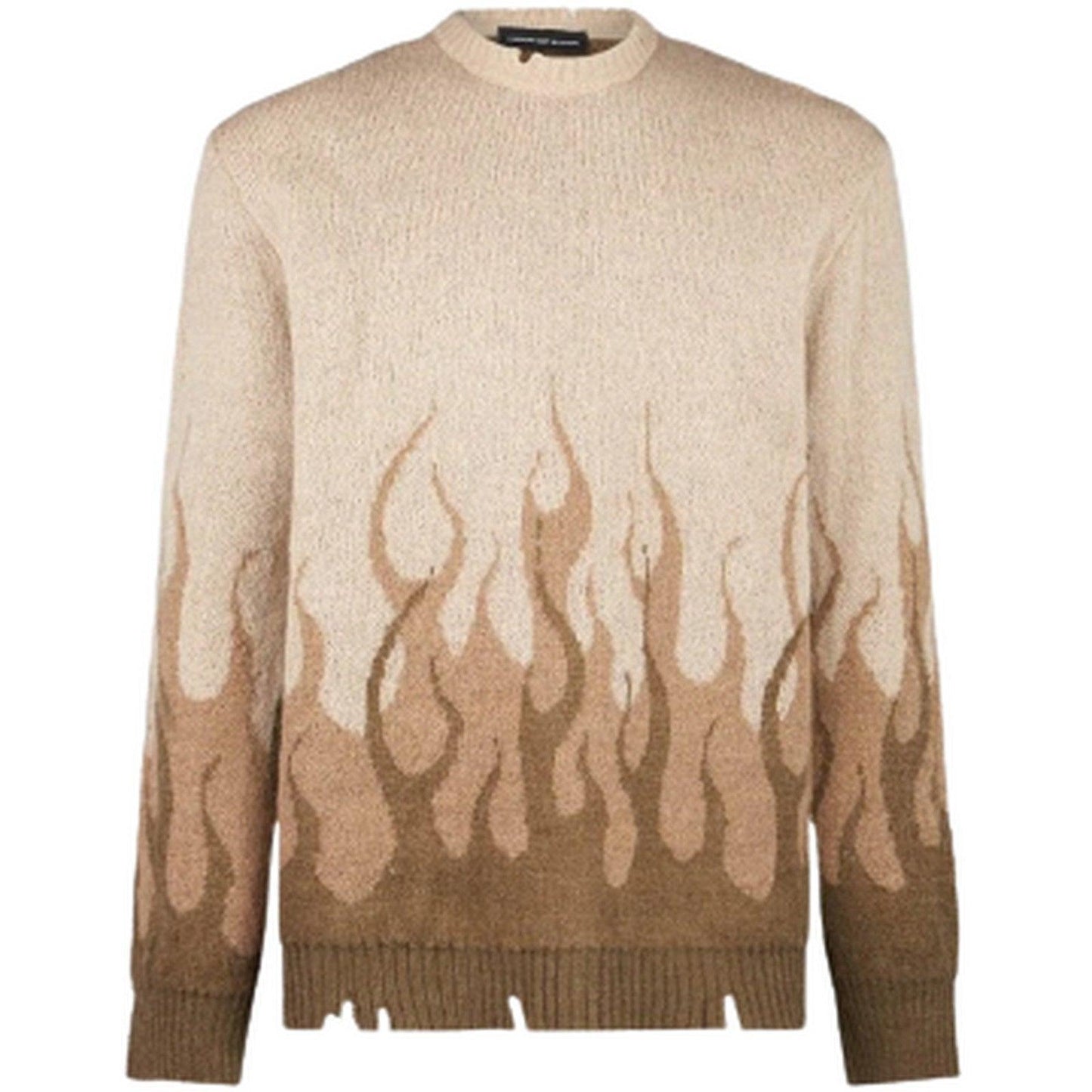 Maglioni Uomo Vision of Super - Beige Jumper With Jacquard Flames - Beige