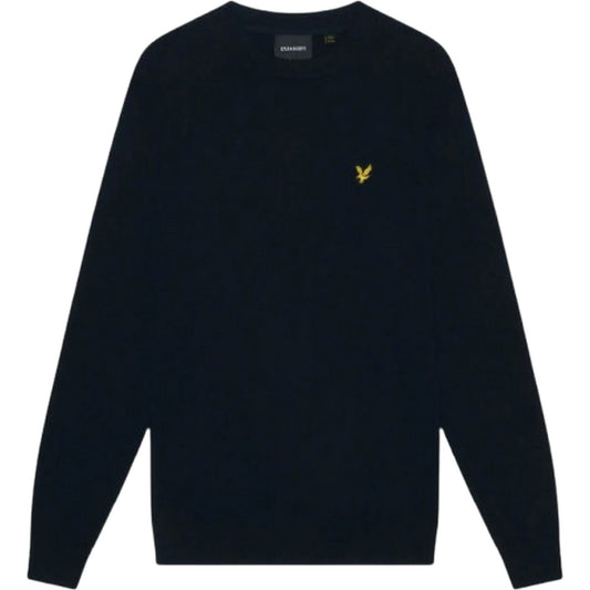 Lyle & Scott Chemises à manches longues pour hommes - Pull à col rond en coton mérinos - Bleu
