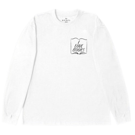 Camisas de manga larga para hombre Edwin - I Love Books Ts Ls - Blanco