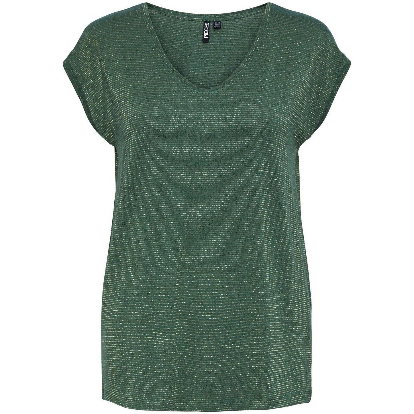 T-shirt Donna Pieces - Pcbillo Tee Lurex Stripes Noos - Verde